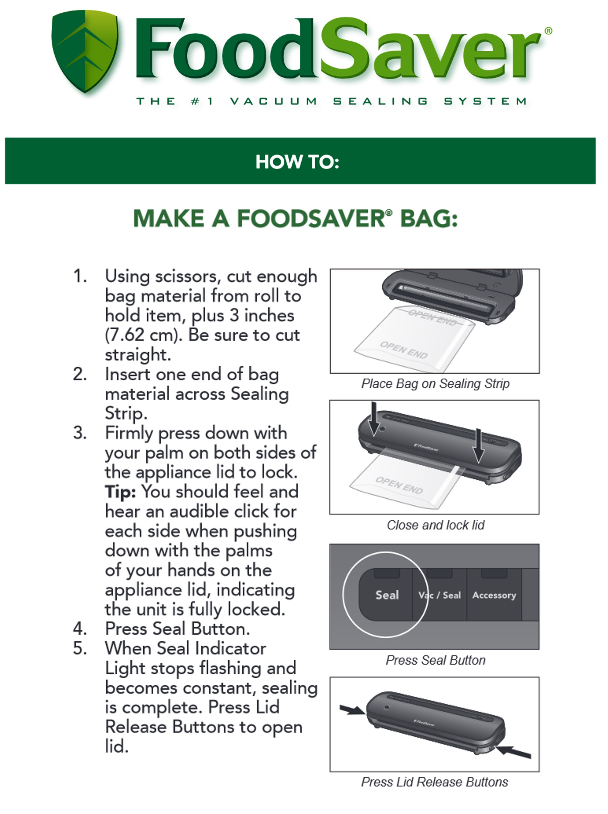 FoodSaver® VS1200 Series How to Make a Bag